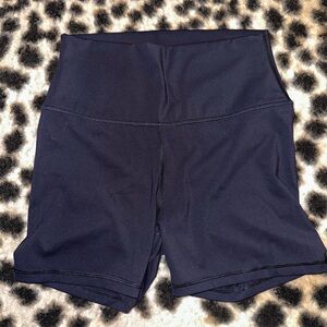 High-Waist Navy Blue Women's Active Bike Shorts